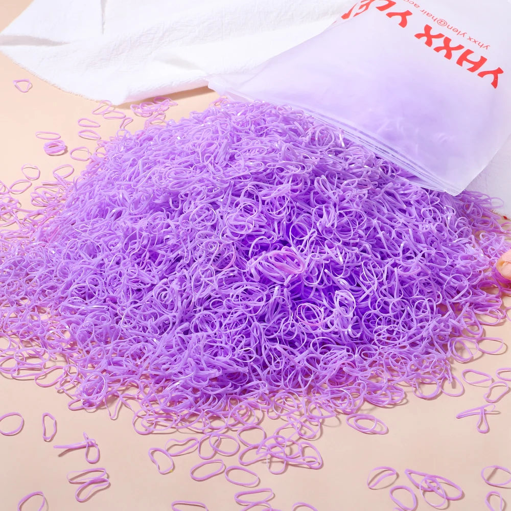 500/1000/2000pcs Girls Colorful Disposable Rubber Band Hair Ties