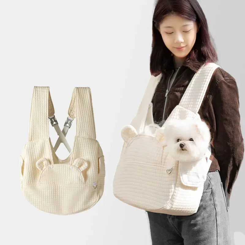 Pet Back Outdoor ack Solid Color Simple Cross Chest Breathable Backpack Portable Cat Bag Large Capacity Adjustable Pet Backpack