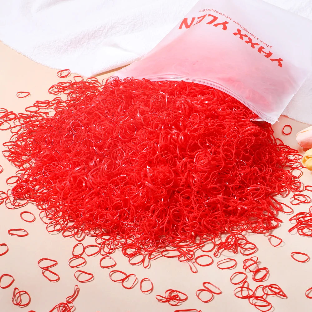 500/1000/2000pcs Girls Colorful Disposable Rubber Band Hair Ties