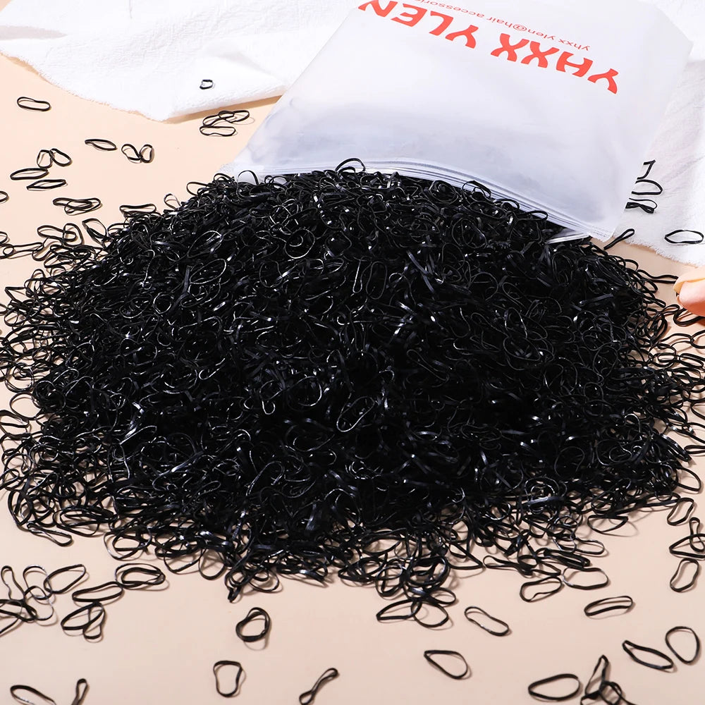500/1000/2000pcs Girls Colorful Disposable Rubber Band Hair Ties