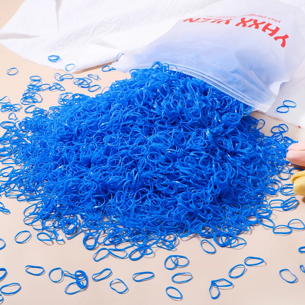 500/1000/2000pcs Girls Colorful Disposable Rubber Band Hair Ties